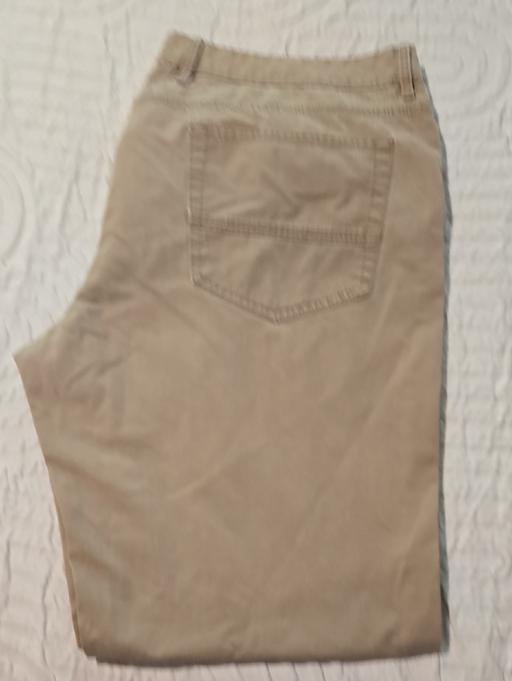 Weatherproof Tan and Light Blue Casual Pants Waistband Detail